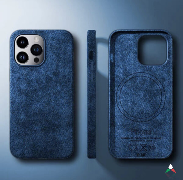 alcantara telefoonhoesje blauw